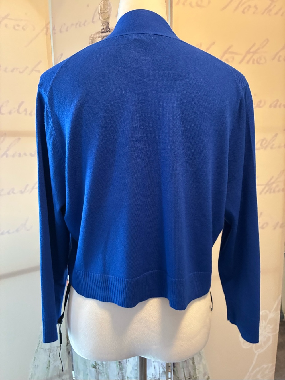 NWOT Calvin Klein Open-Front Three Quarter Sleeve Cardigan in Cobalt Blue - Picture 6 of 6